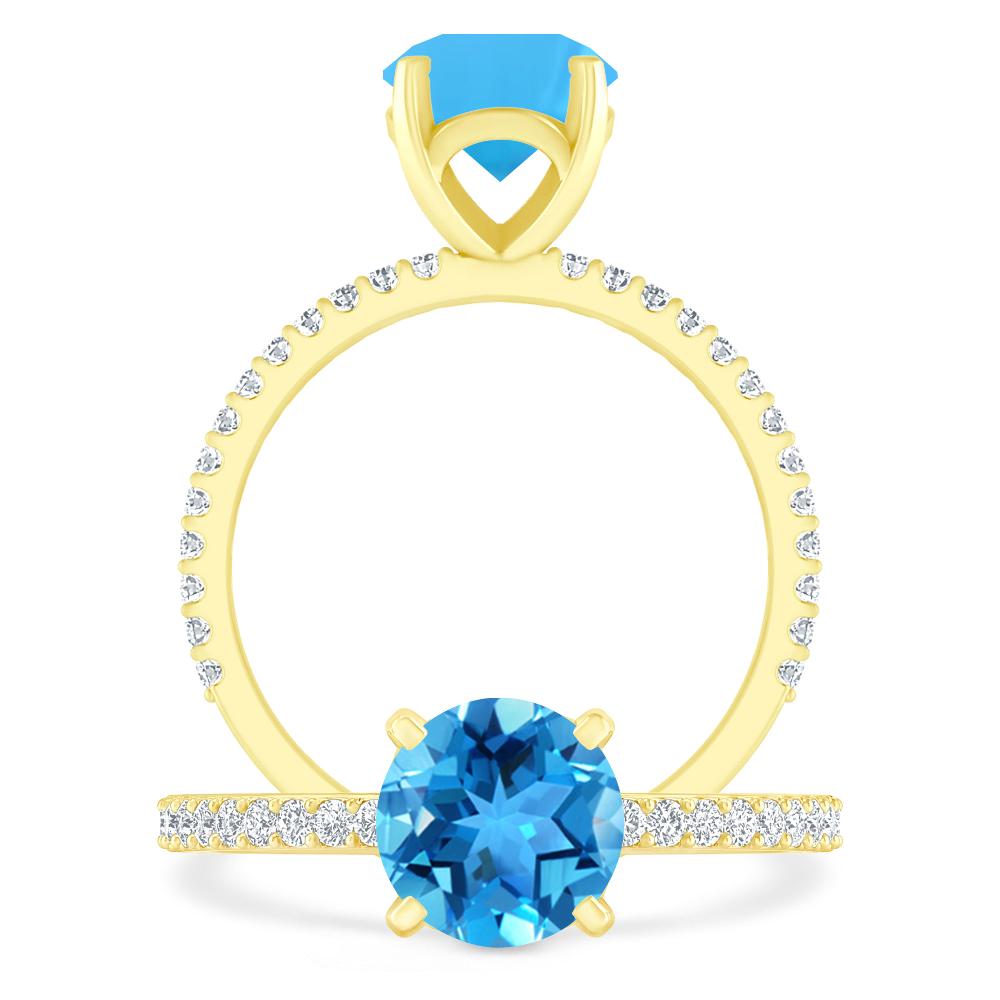 Yellow Gold - Blue Topaz