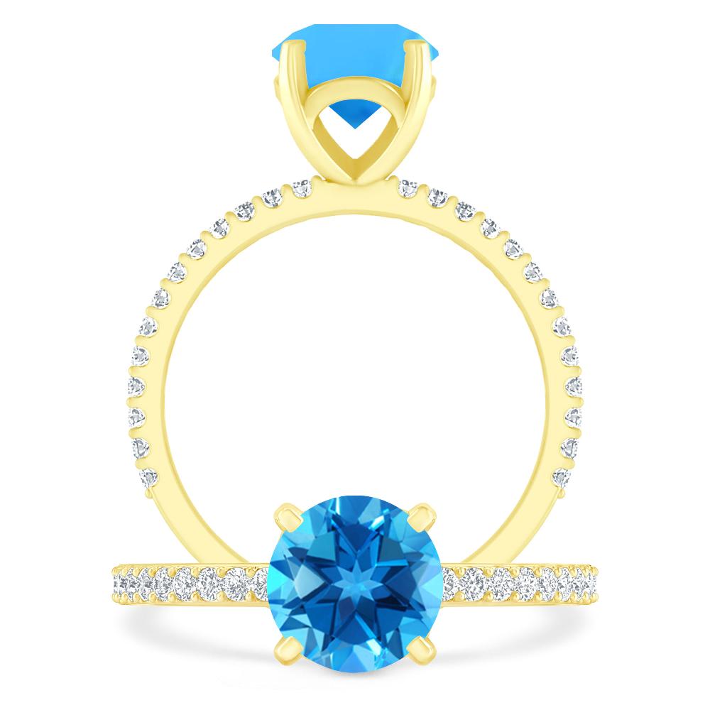 Yellow Gold - Blue Topaz