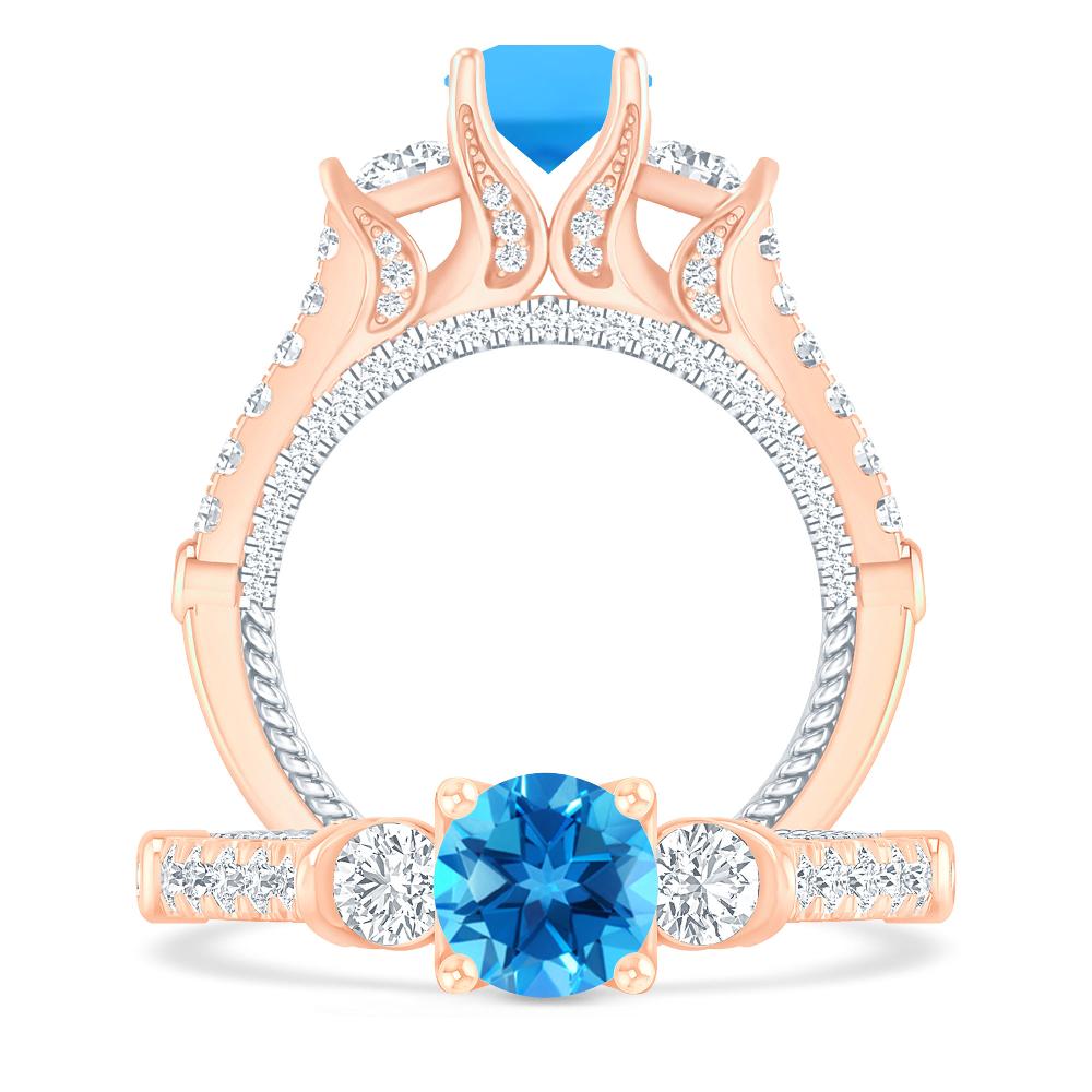 Rose Gold - Blue Topaz