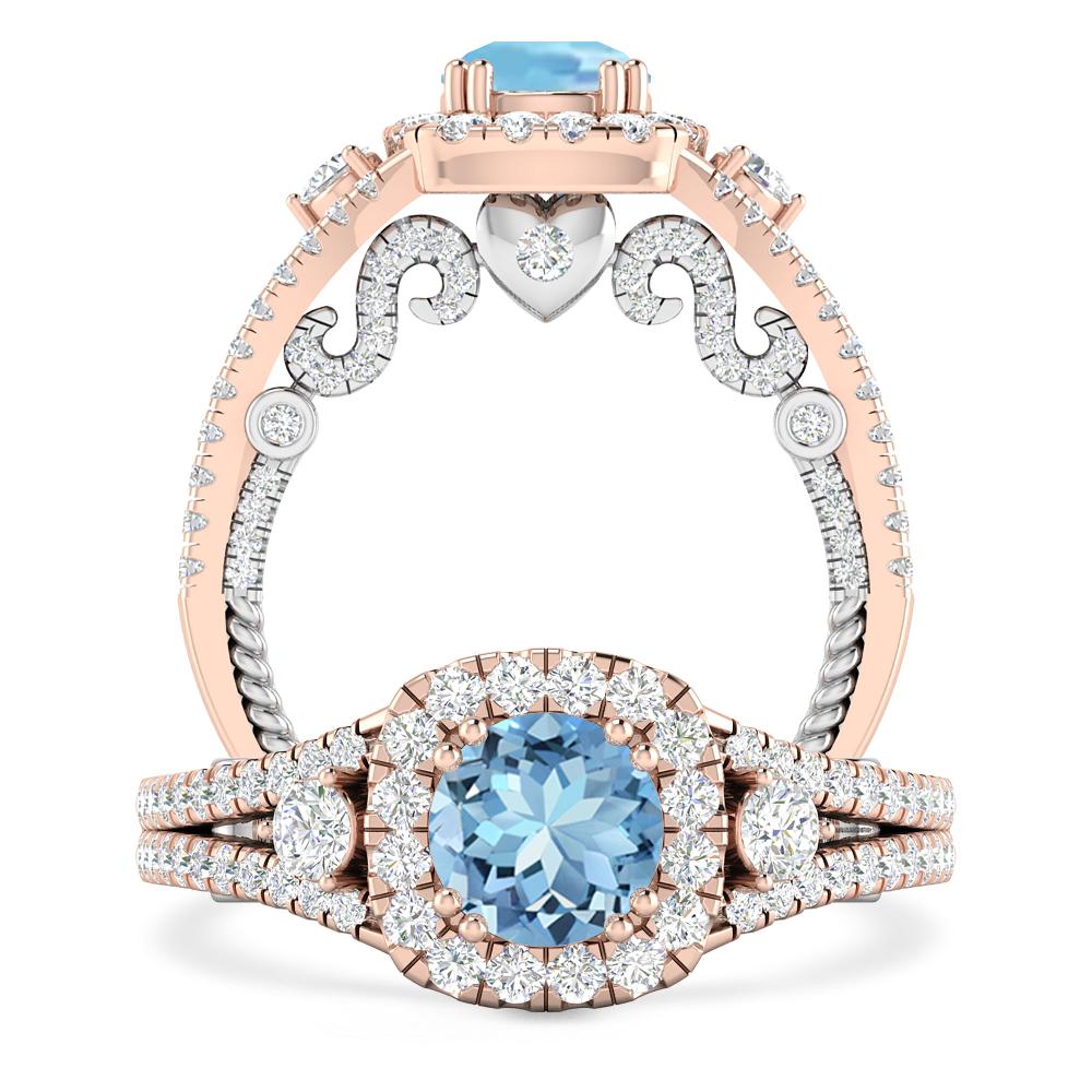 Rose Gold - Aquamarine