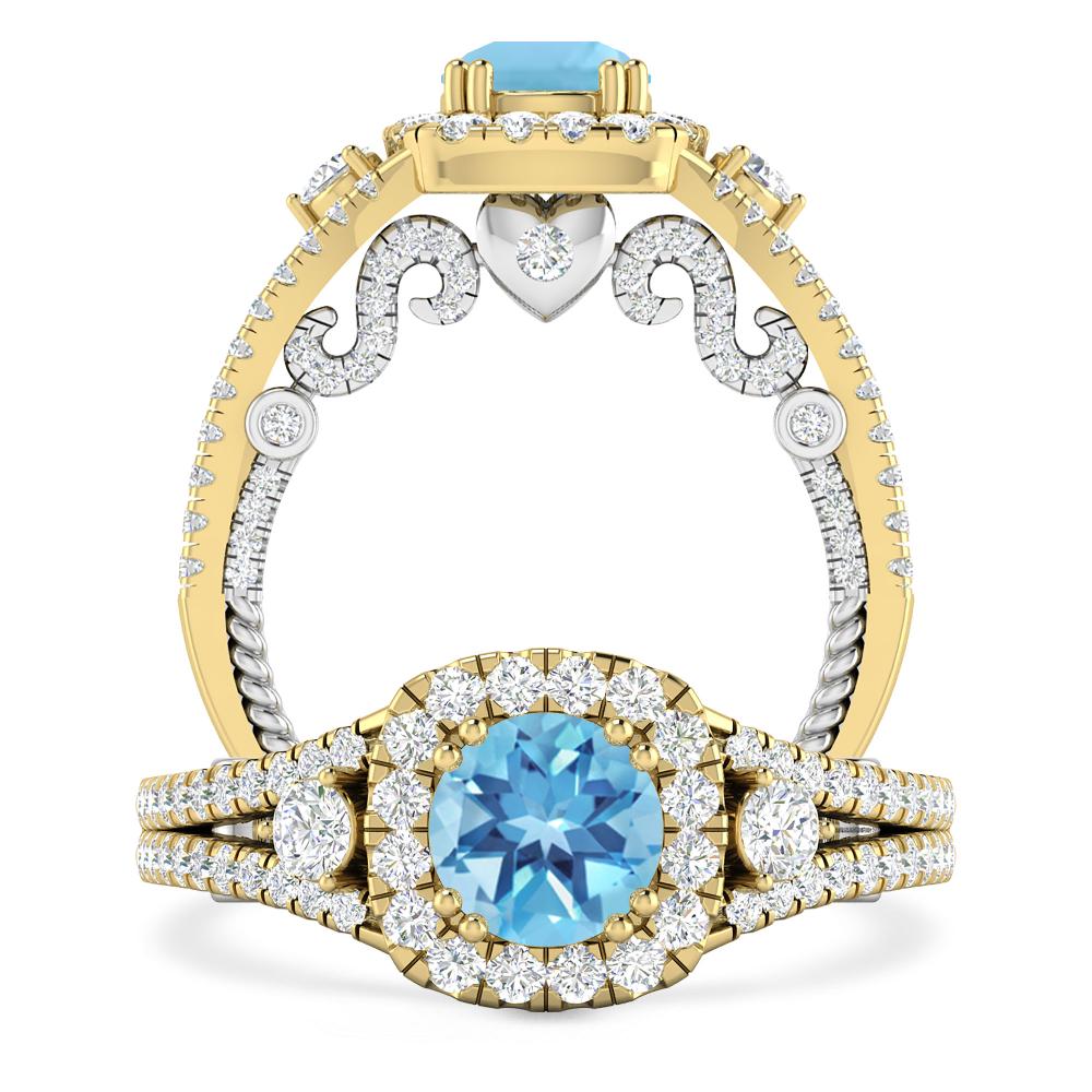 Yellow Gold - Blue Topaz