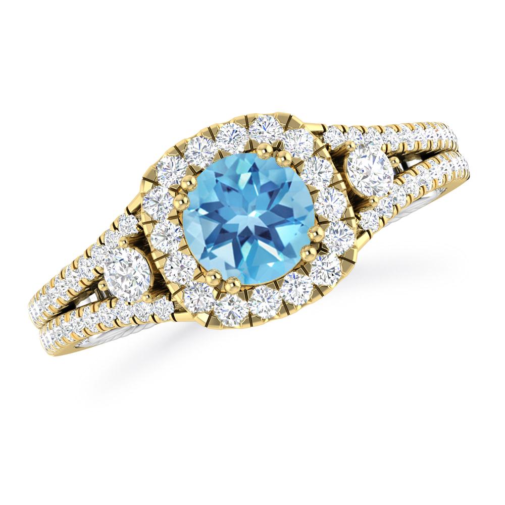 Yellow Gold - Blue Topaz