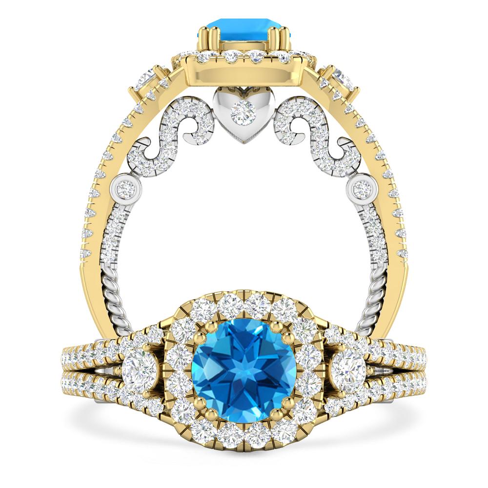 Yellow Gold - Blue Topaz