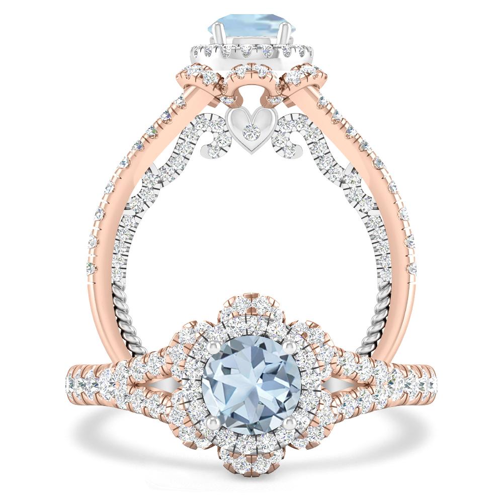 Rose Gold - Aquamarine