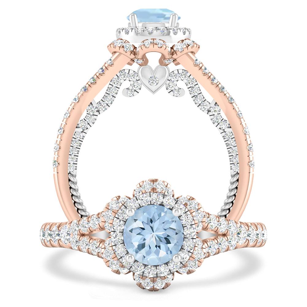 Rose Gold - Aquamarine