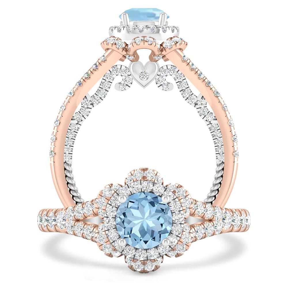 Rose Gold - Aquamarine