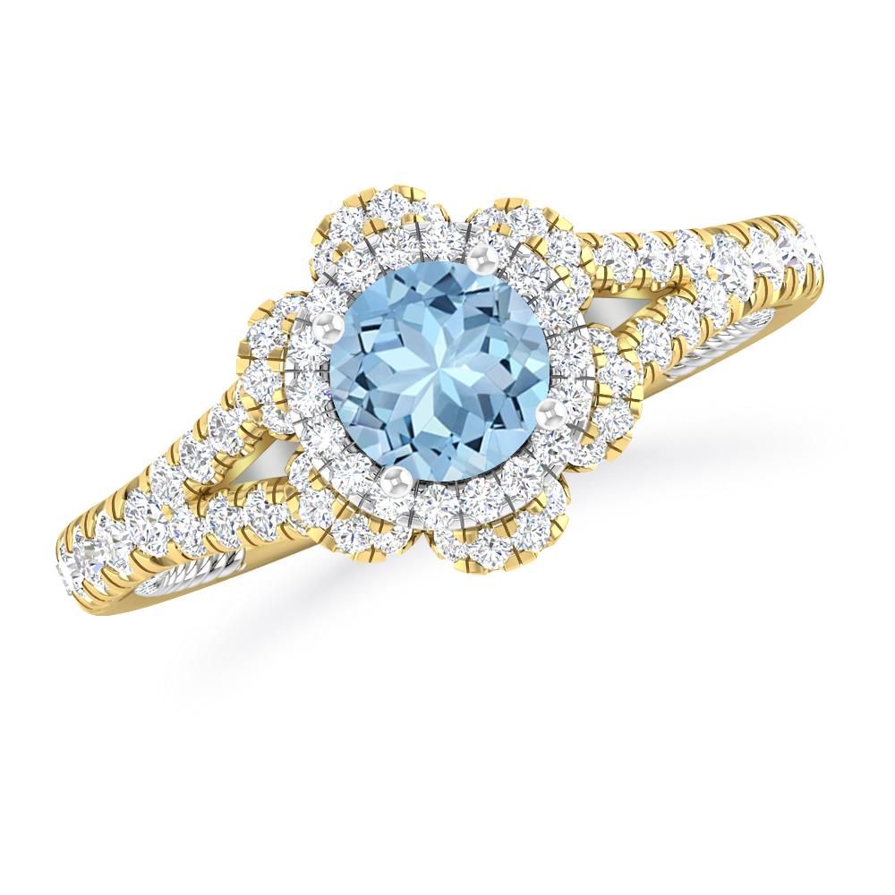 Yellow Gold - Aquamarine