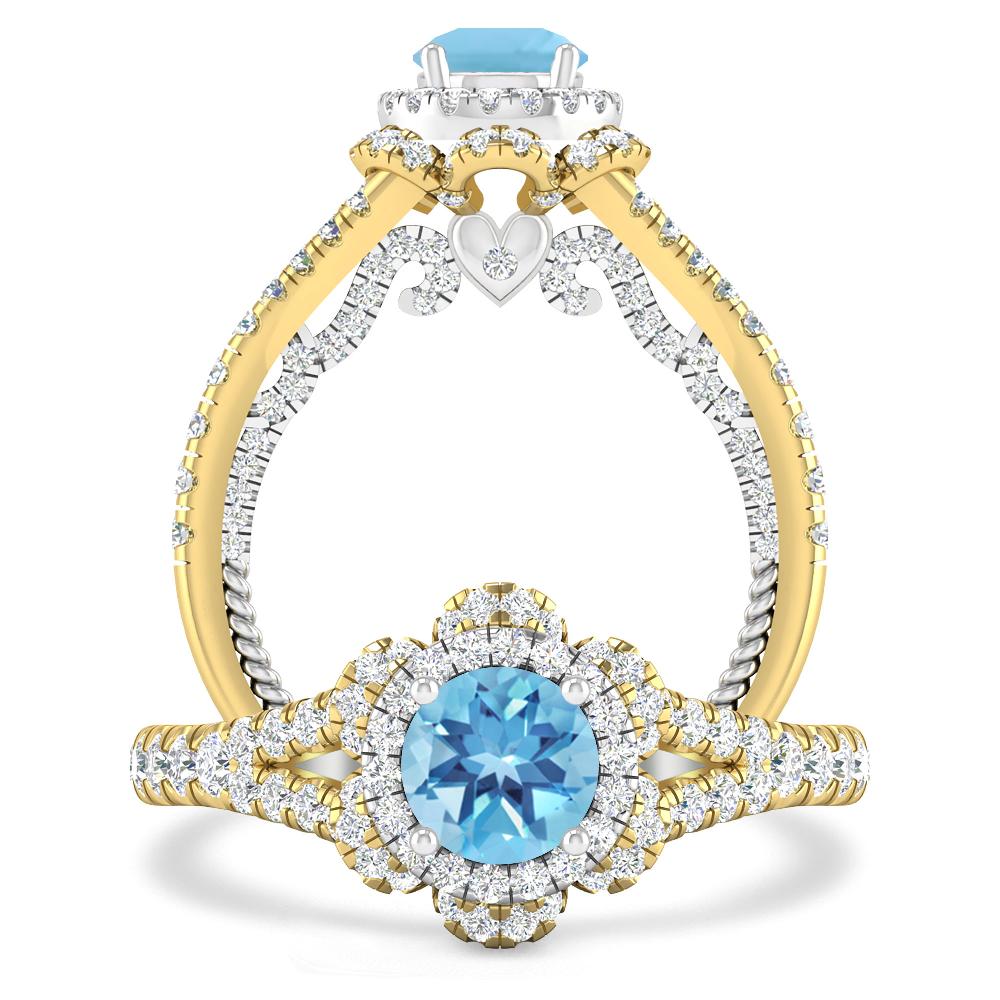 Yellow Gold - Blue Topaz