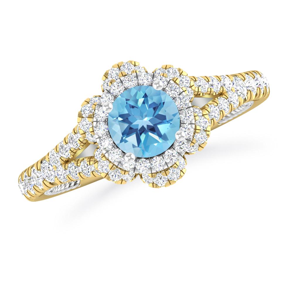 Yellow Gold - Blue Topaz