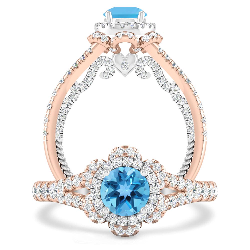 Rose Gold - Blue Topaz