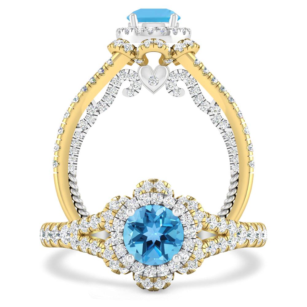 Yellow Gold - Blue Topaz