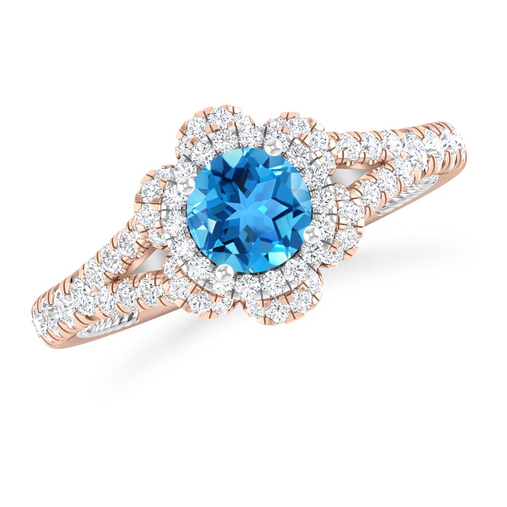 Rose Gold - Blue Topaz