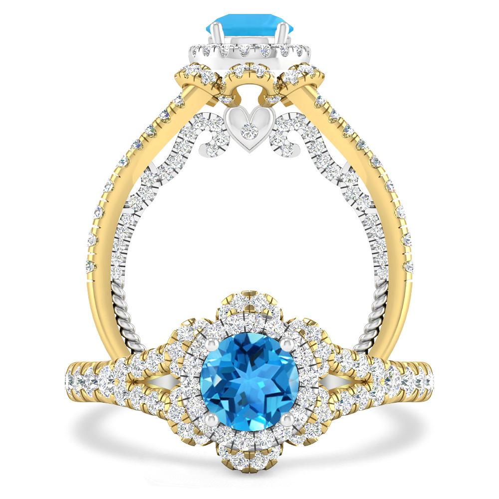 Yellow Gold - Blue Topaz