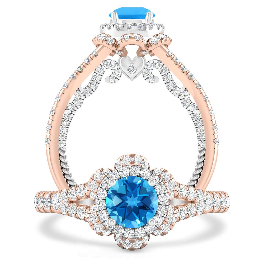 Rose Gold - Blue Topaz