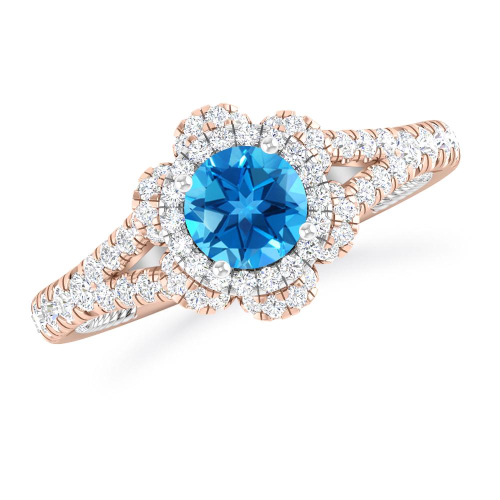 Rose Gold - Blue Topaz