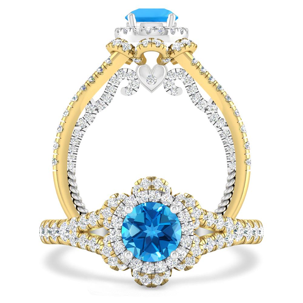 Yellow Gold - Blue Topaz