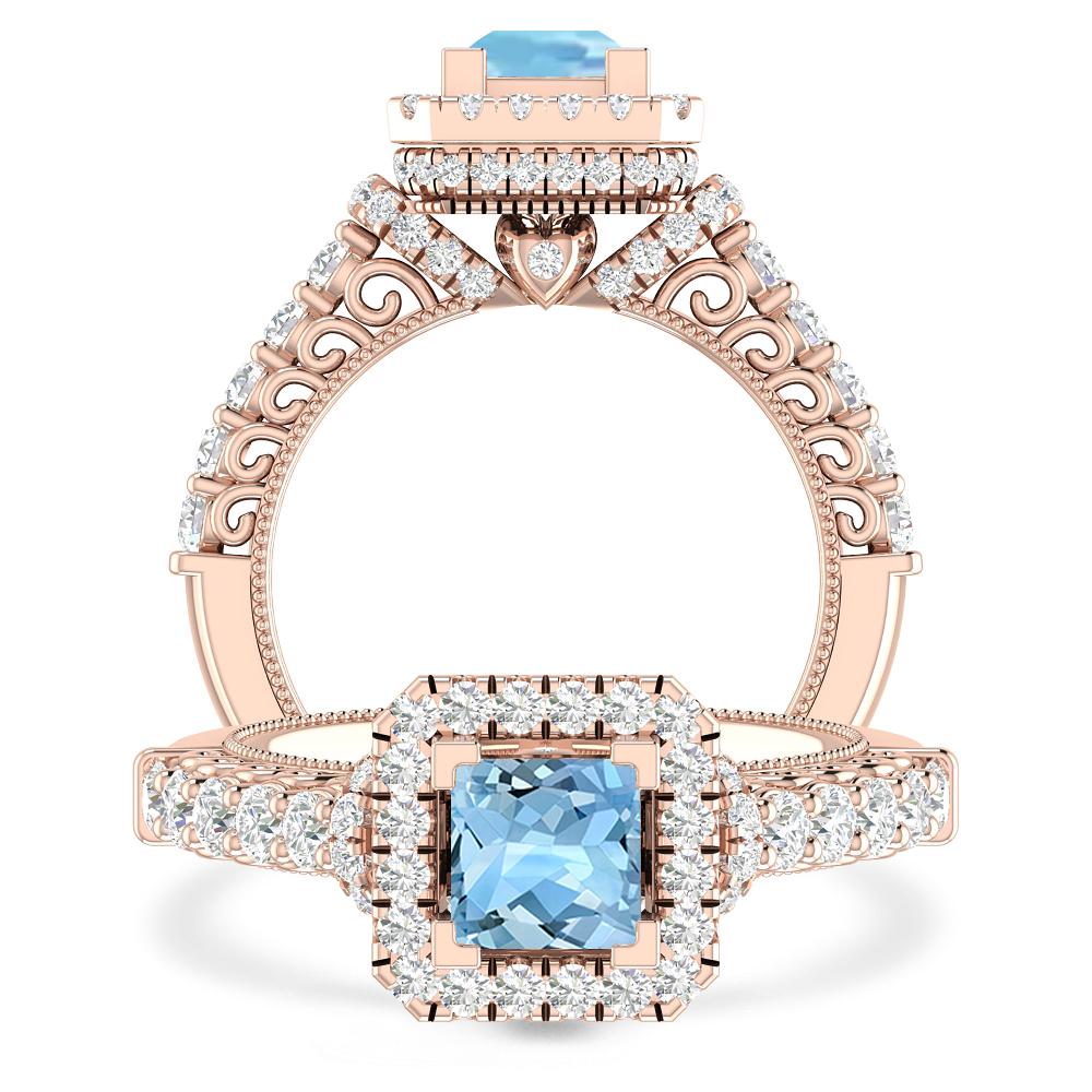 Rose Gold - Aquamarine