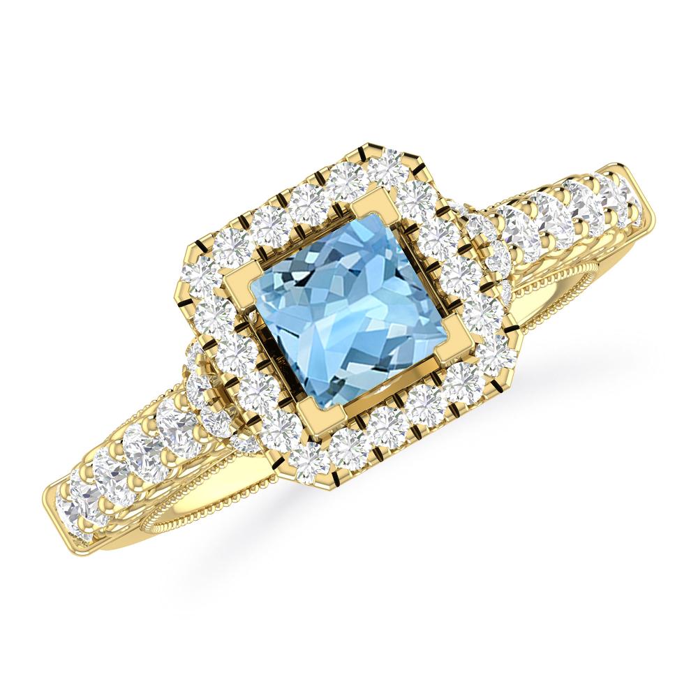 Yellow Gold - Aquamarine