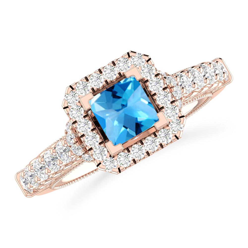 Rose Gold - Blue Topaz