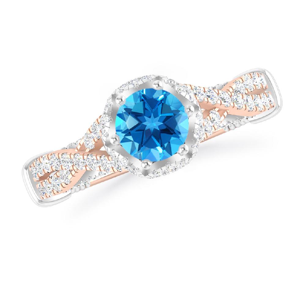 Rose Gold - Blue Topaz