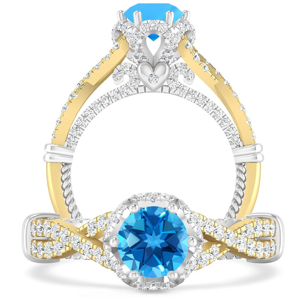 Yellow Gold - Blue Topaz