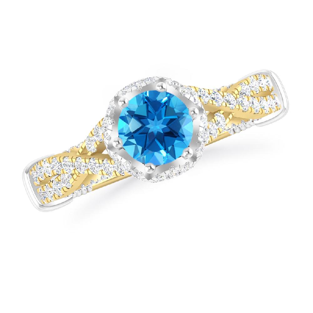 Yellow Gold - Blue Topaz