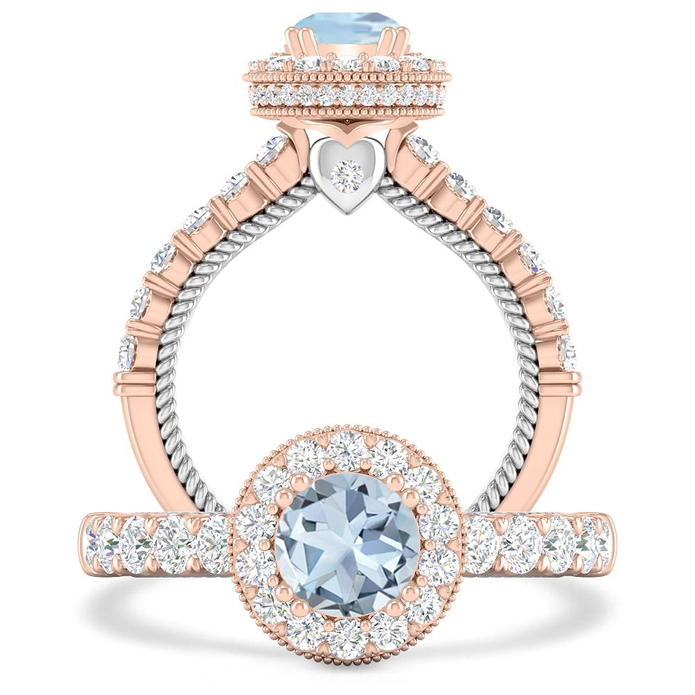 Rose Gold - Aquamarine