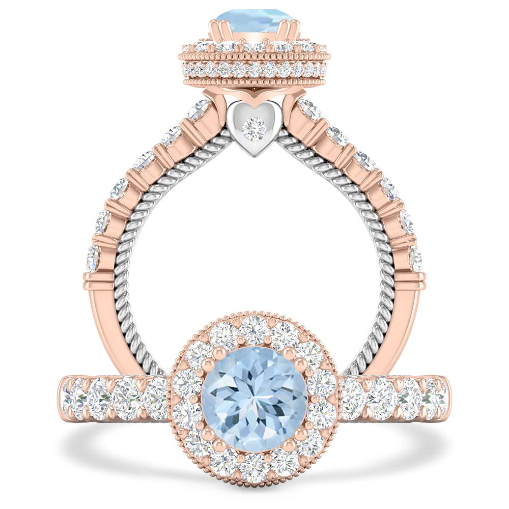 Rose Gold - Aquamarine