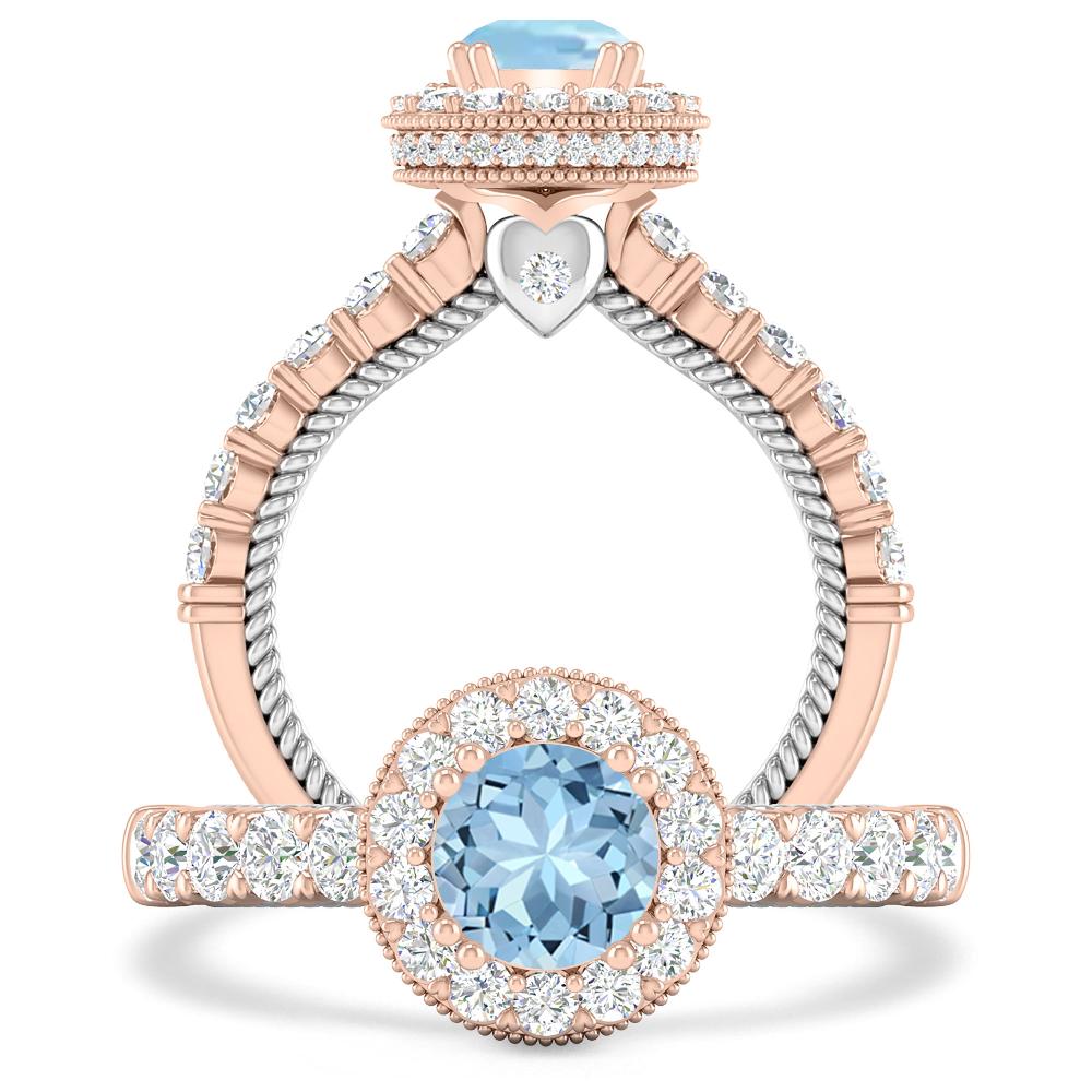 Rose Gold - Aquamarine