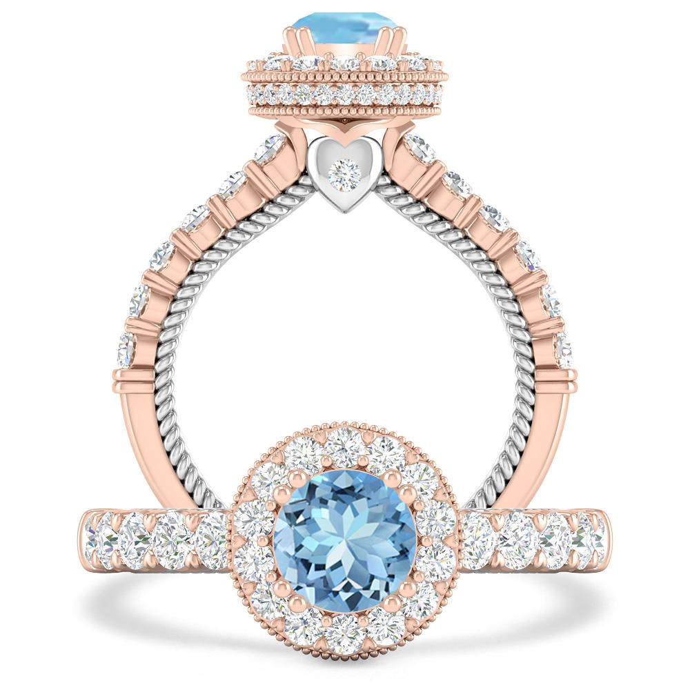 Rose Gold - Aquamarine