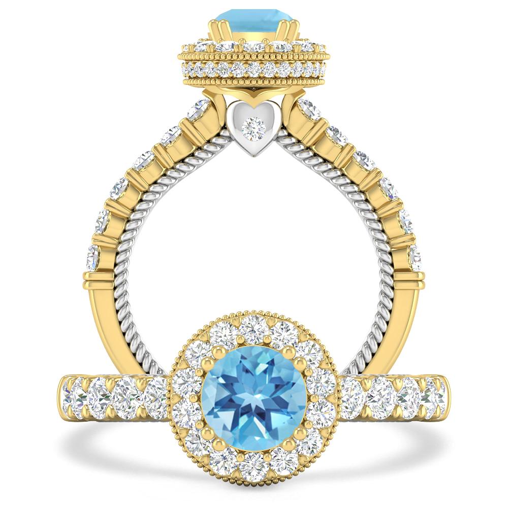 Yellow Gold - Blue Topaz