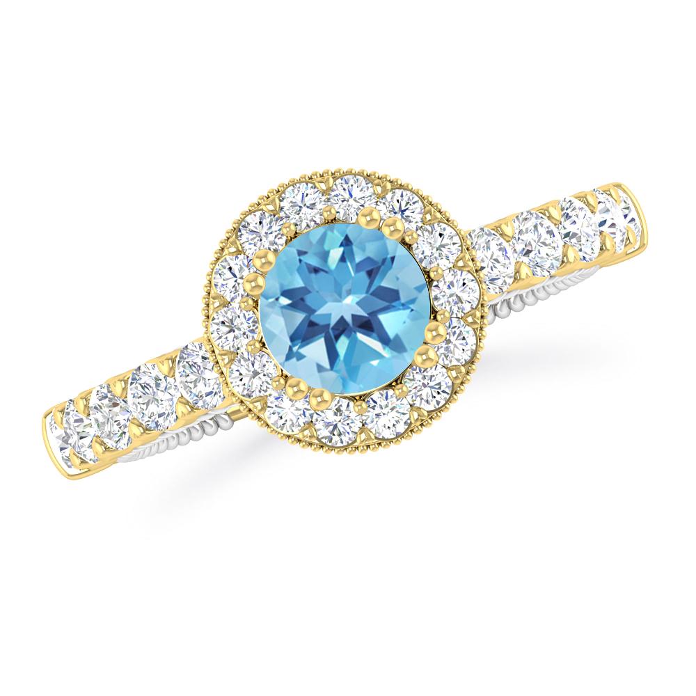 Yellow Gold - Blue Topaz