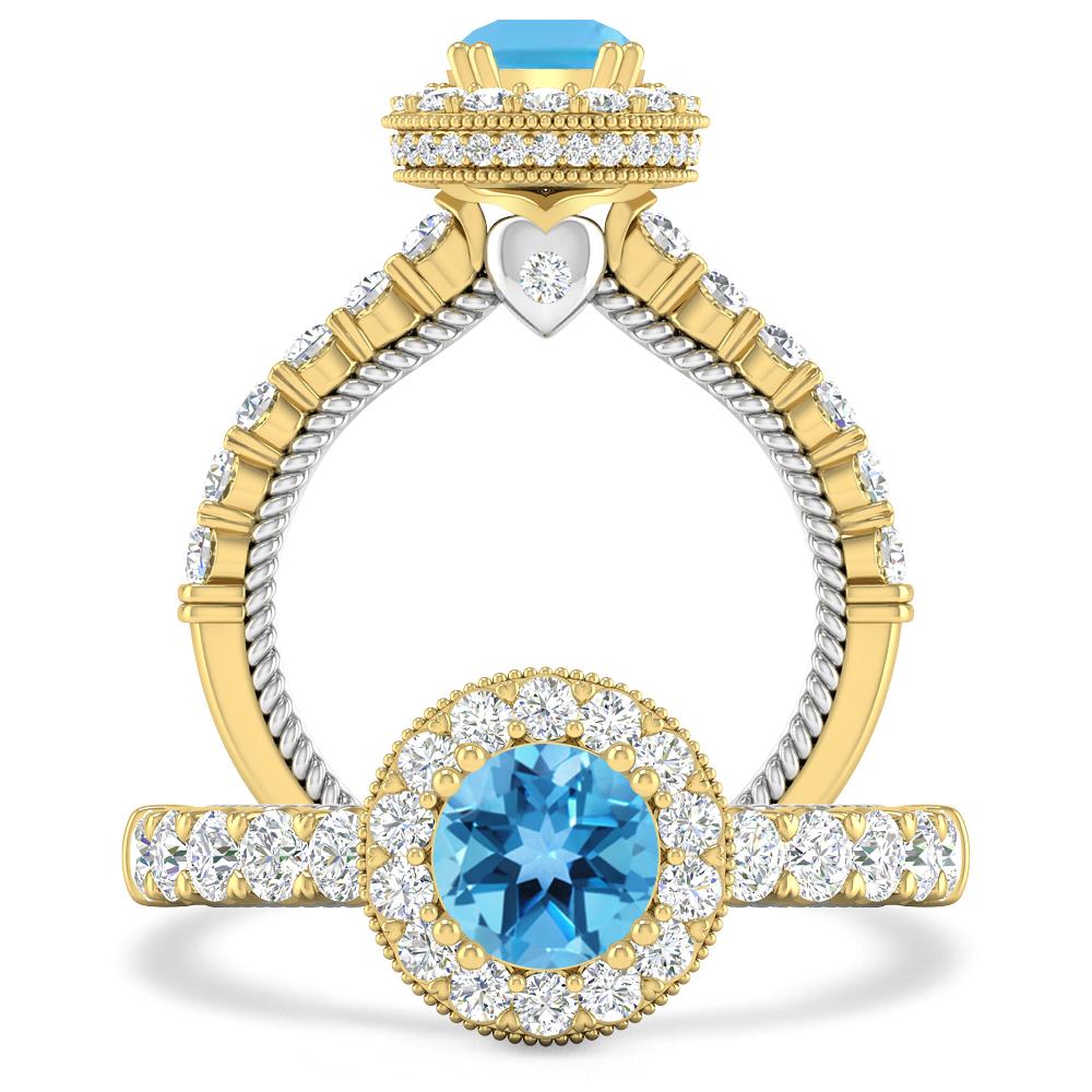 Yellow Gold - Blue Topaz