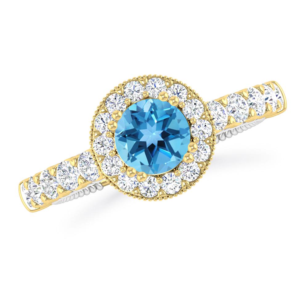 Yellow Gold - Blue Topaz