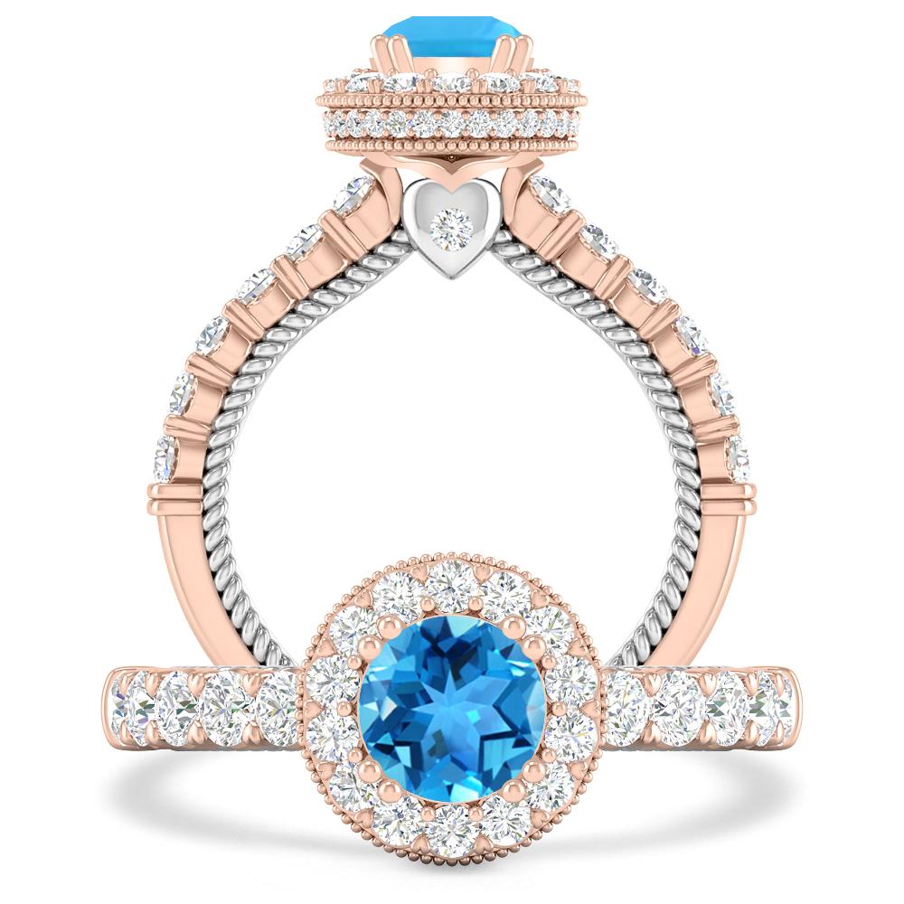 Rose Gold - Blue Topaz