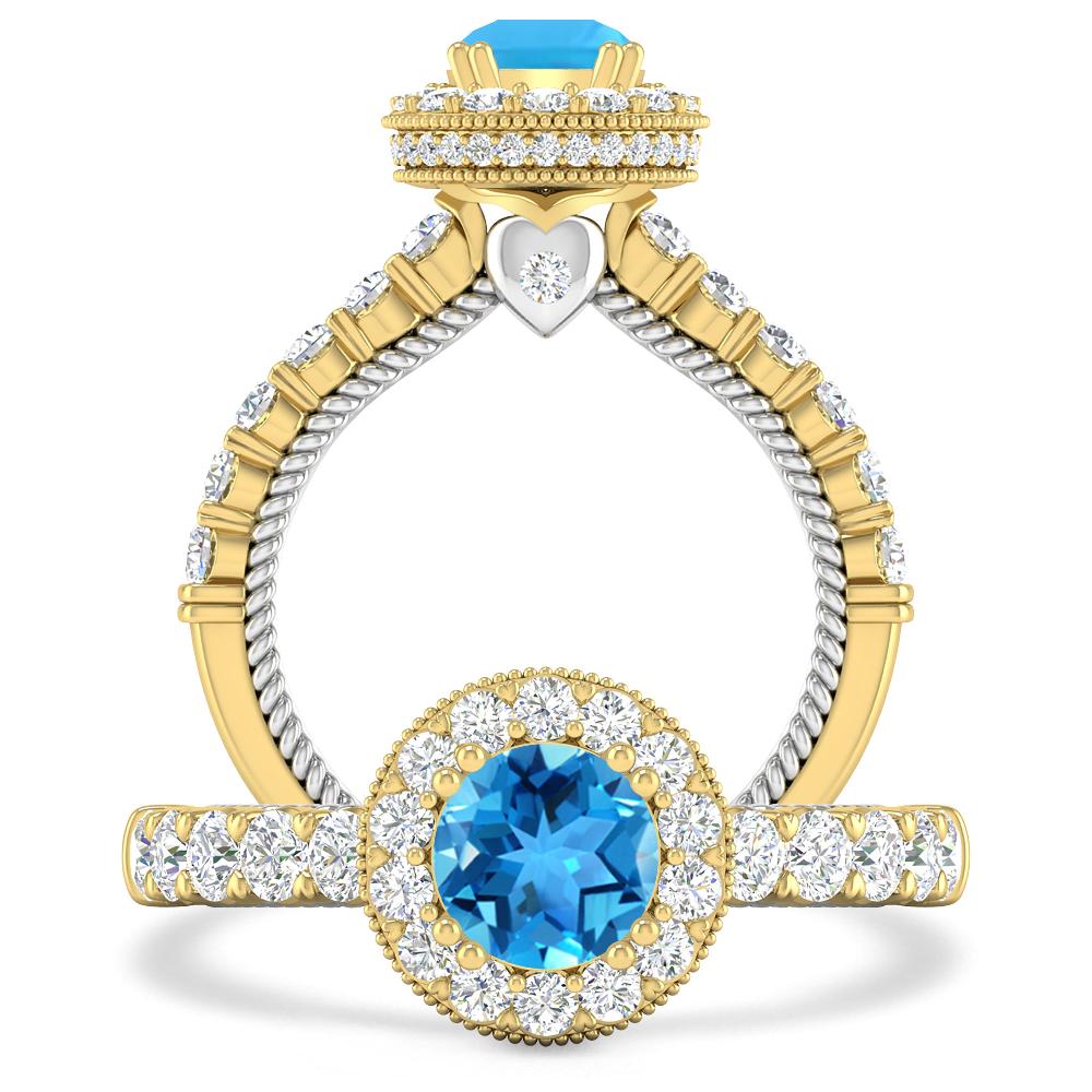 Yellow Gold - Blue Topaz