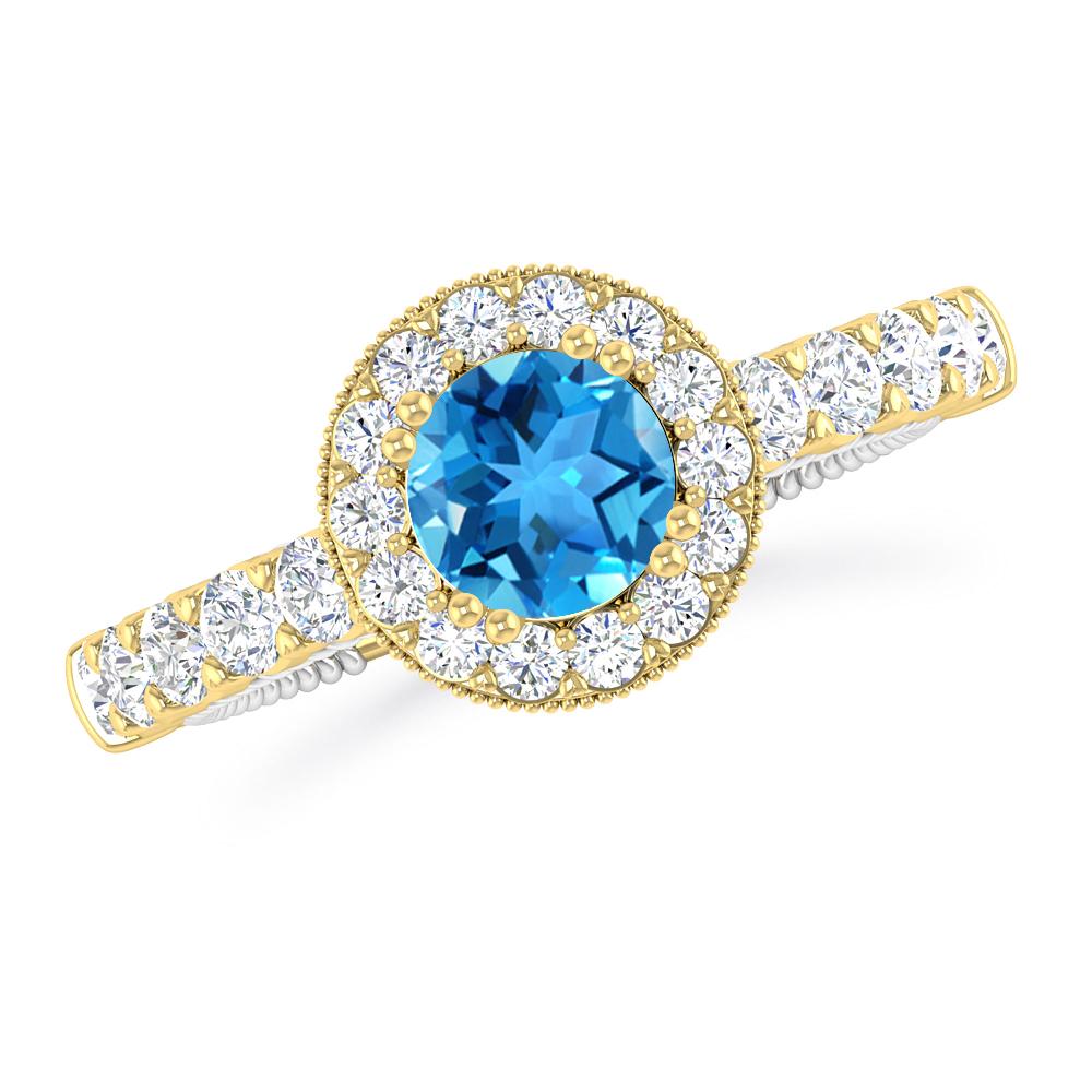 Yellow Gold - Blue Topaz