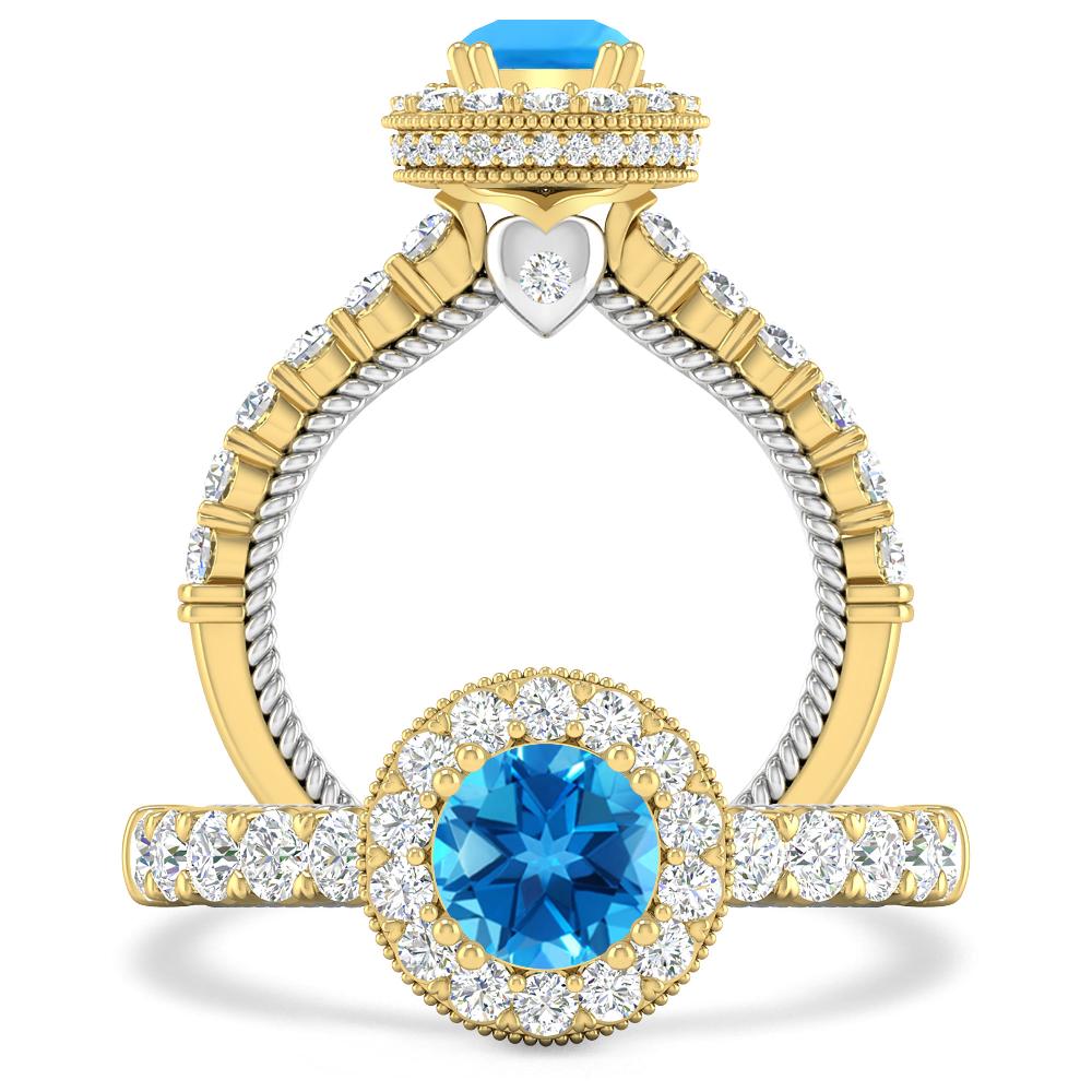 Yellow Gold - Blue Topaz