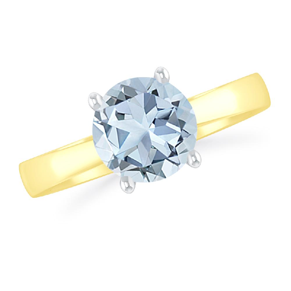 Yellow Gold - Aquamarine