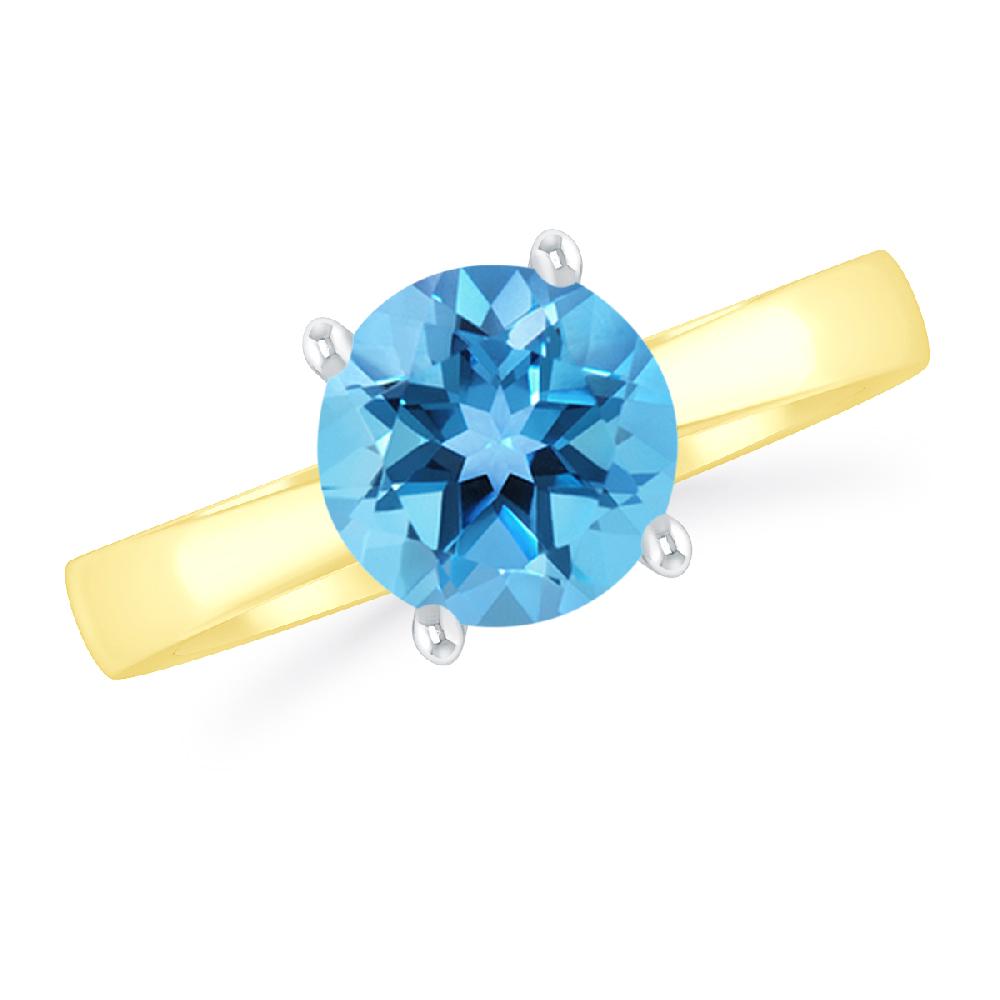 Yellow Gold - Blue Topaz