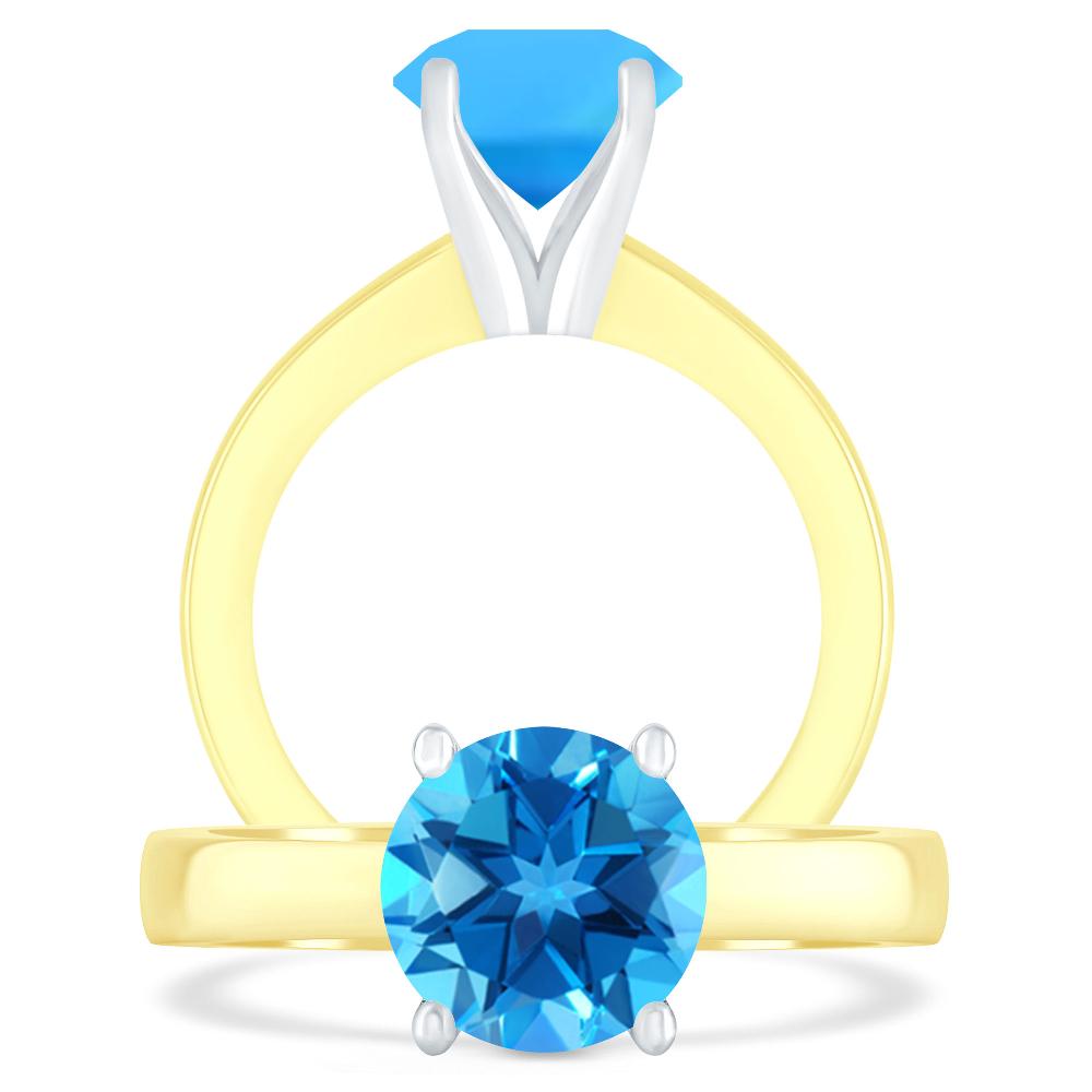 Yellow Gold - Blue Topaz