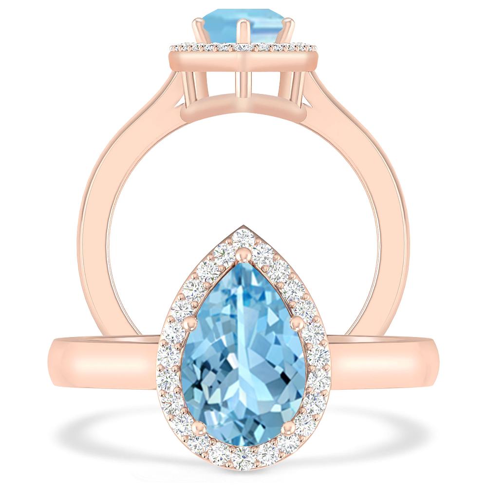 Rose Gold - Aquamarine