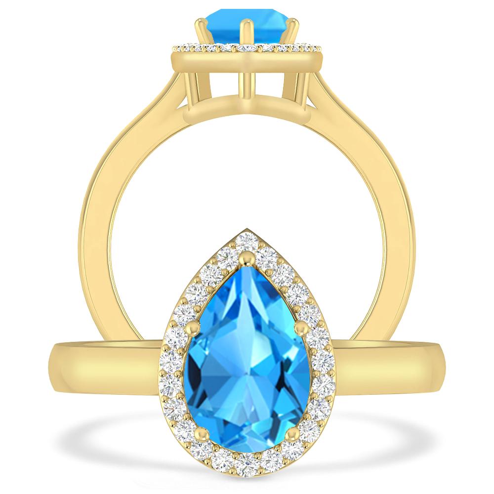 Yellow Gold - Blue Topaz