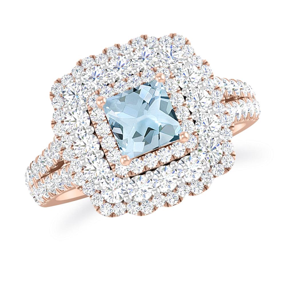 Rose Gold - Aquamarine