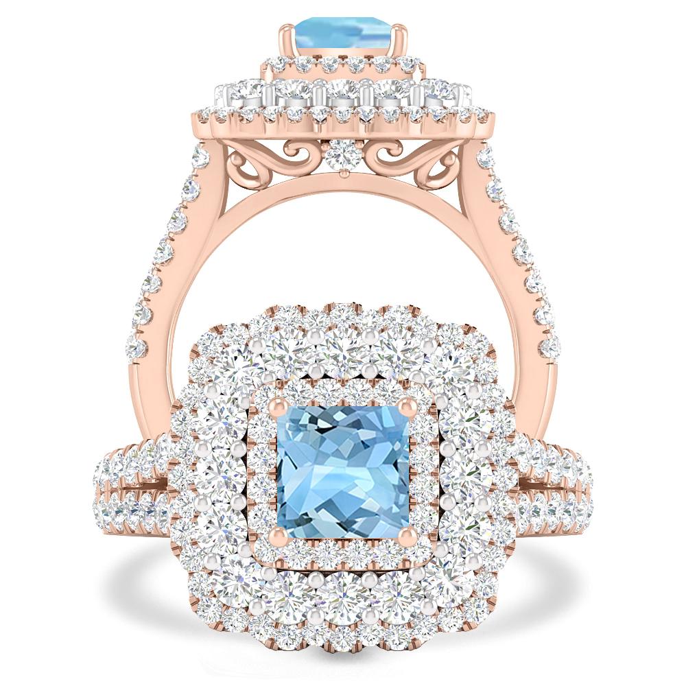 Rose Gold - Aquamarine