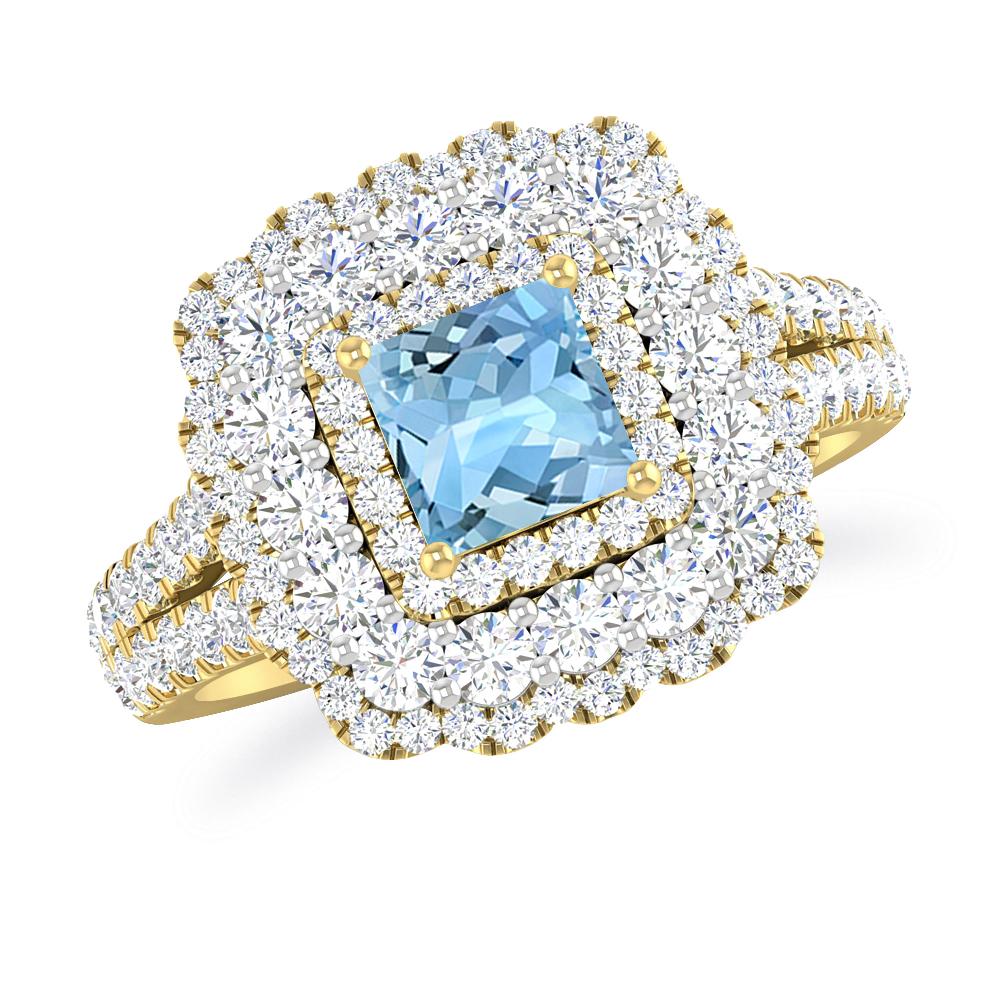 Yellow Gold - Aquamarine