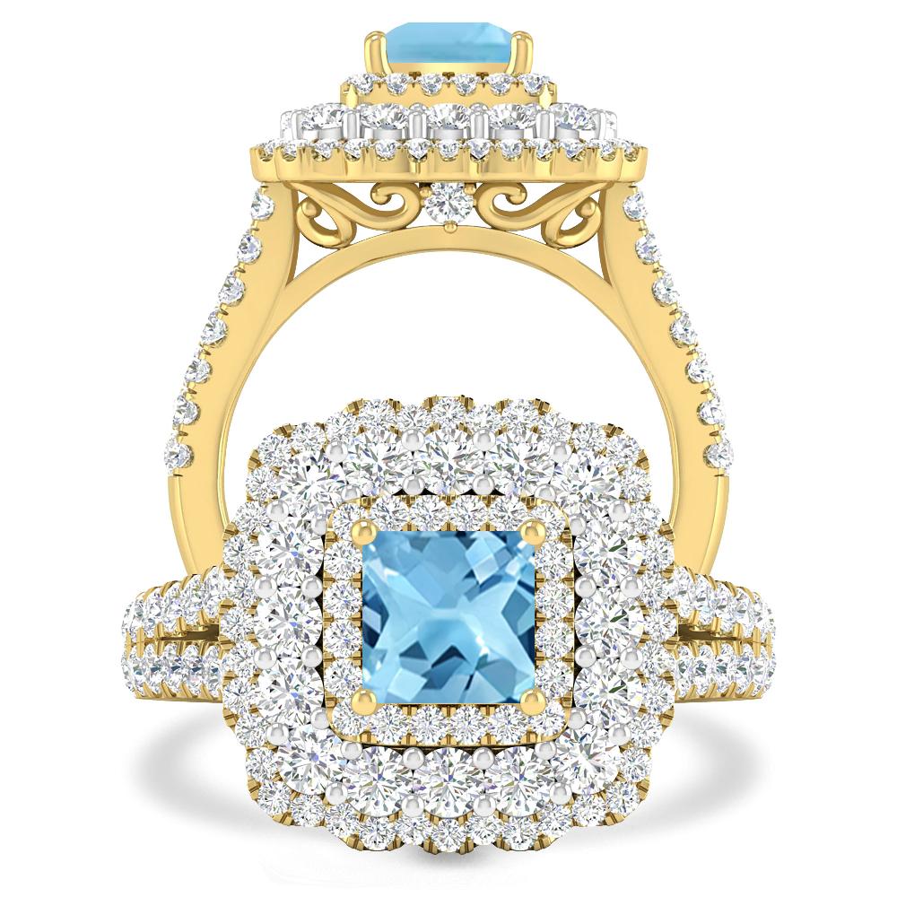 Yellow Gold - Blue Topaz