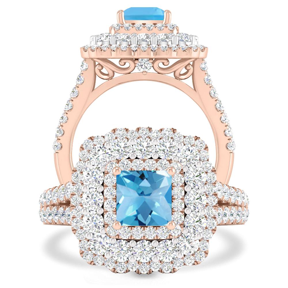 Rose Gold - Blue Topaz