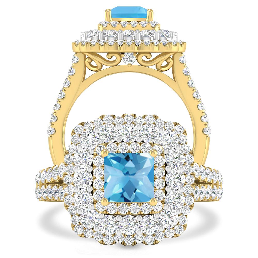 Yellow Gold - Blue Topaz