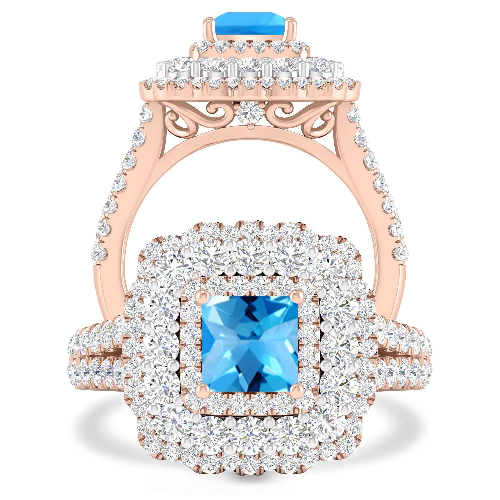 Rose Gold - Blue Topaz